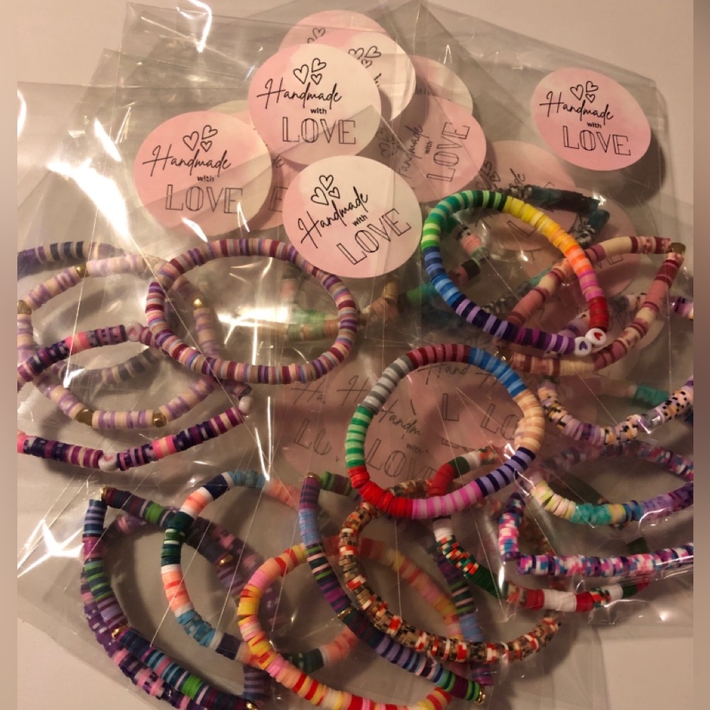 Handmade Clay Beaded Bracelets - Bundle of 10
